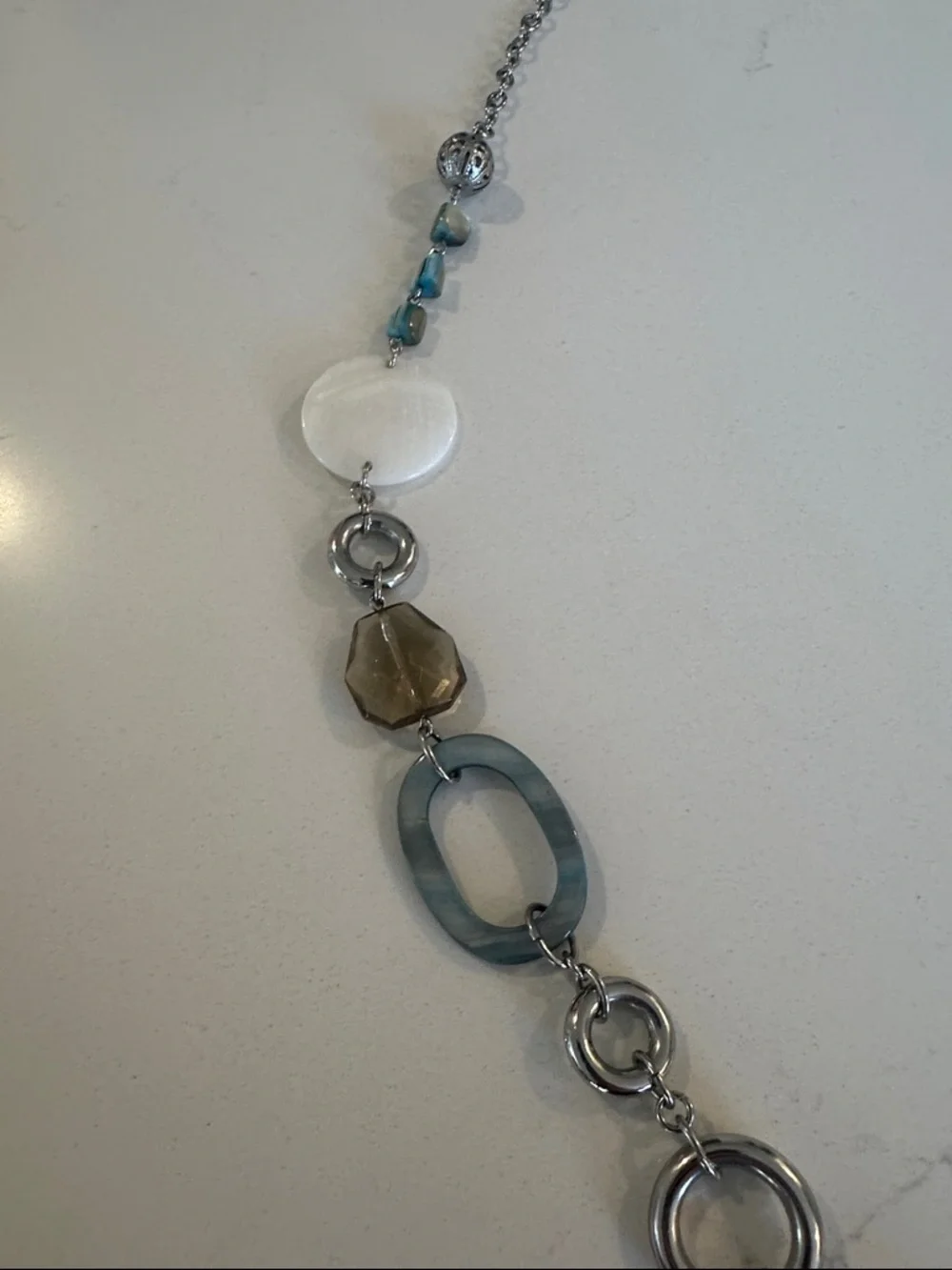 Lia Sophia Silver-Tone Necklace with Blue and White Accents - Picture 2 of 2